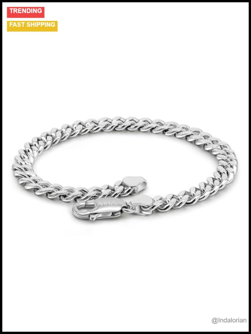 Italian Sterling Silver Cuban Link Bracelet Solid 925 Silver Chain